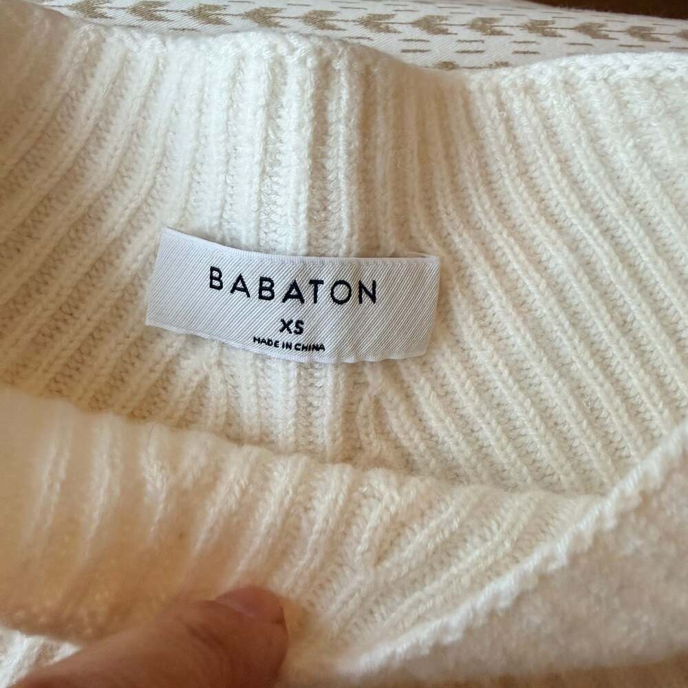 Babaton Chalmers Sweater Ivory Wool Linen Blend Ribbed Knit Size XS - Picture 2 of 6